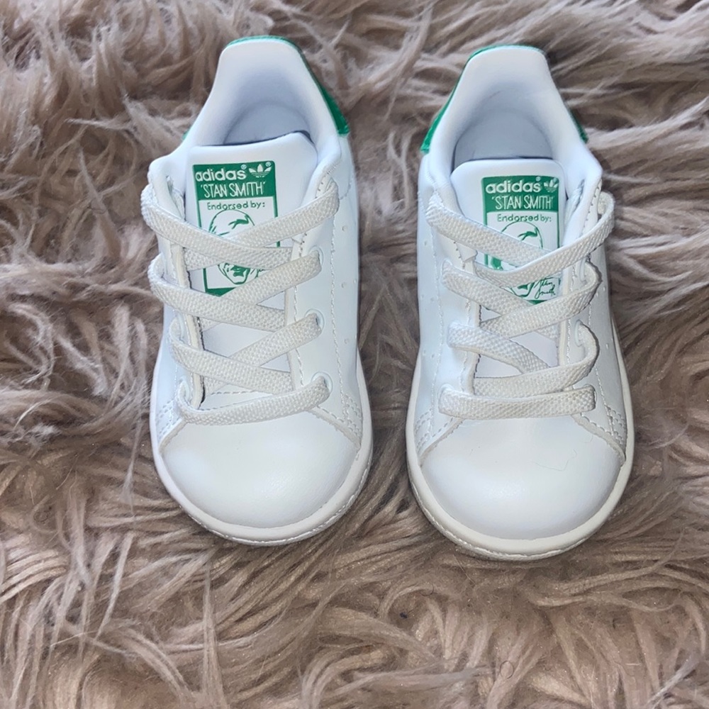 White & Green Adidas | Stan Smith | Kids